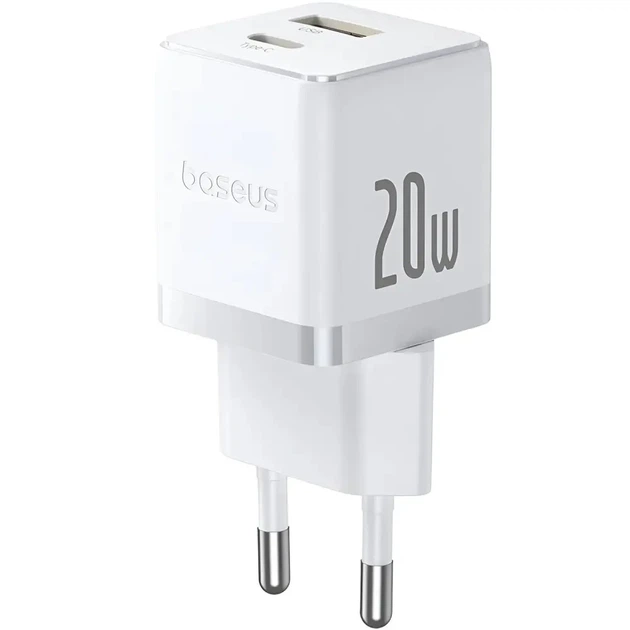 Сетевое зарядное устройство Baseus Palm C+U 20W USB Type-A Type-C белое - Фото 3 Сетевое зарядное устройство Baseus Palm C+U 20W USB Type-A Type-C белое - изображение 3