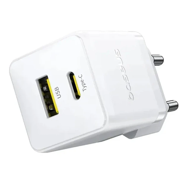 Сетевое зарядное устройство Baseus Palm C+U 20W USB Type-A Type-C белое - Фото 4 Сетевое зарядное устройство Baseus Palm C+U 20W USB Type-A Type-C белое - изображение 4