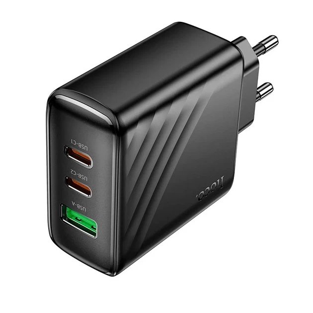 Мережевий зарядний пристрій HOCO CS26A 45W 3 порти USB Type-C/Type-A чорний - зображення 6