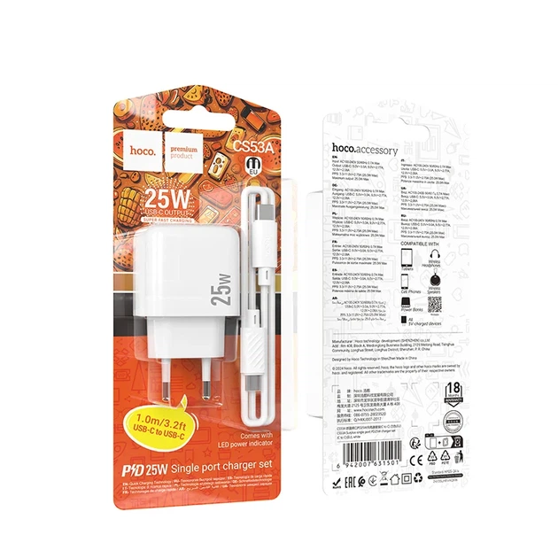 Сетевое зарядное устройство HOCO CS53A PD 25W USB Type-C белое - изображение 2