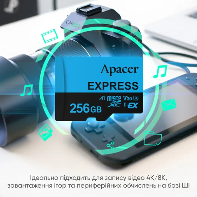 Карта пам'яті microSDXC Apacer Express 128GB UHS-I U3 V30 A1 15x11x1 мм Пластик - зображення 6