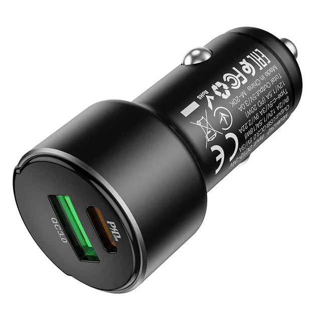 Автомобільний зарядний пристрій HOCO Z42 20W USB-A USB-C чорний - Фото 5 Автомобільний зарядний пристрій HOCO Z42 20W USB-A USB-C чорний - зображення 5