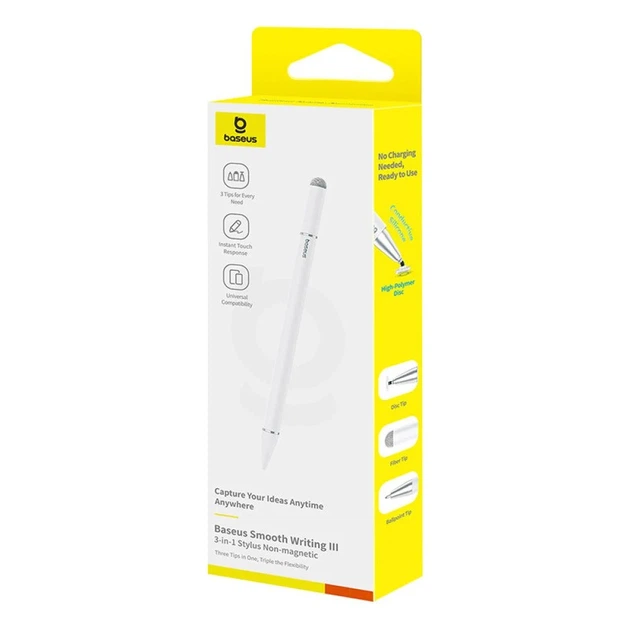 Стилус 3-в-1 Baseus Smooth Writing III пассивный Moon White 63 г - изображение 2