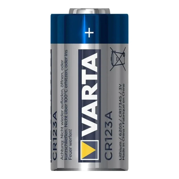 Батарейка Varta CR123A Литий 3V 1400 mAh 34,5x17 мм - Фото 2 Батарейка Varta CR123A Литий 3V 1400 mAh 34,5x17 мм - изображение 2