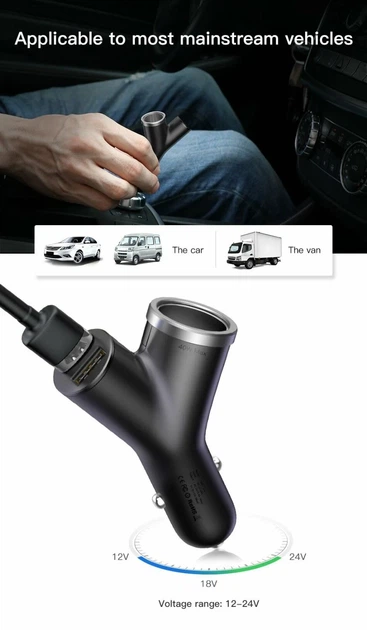 Автомобільний зарядний пристрій Baseus Y type dual USB 3.1 A чорний - Фото 10 Автомобільний зарядний пристрій Baseus Y type dual USB 3.1 A чорний - зображення 10