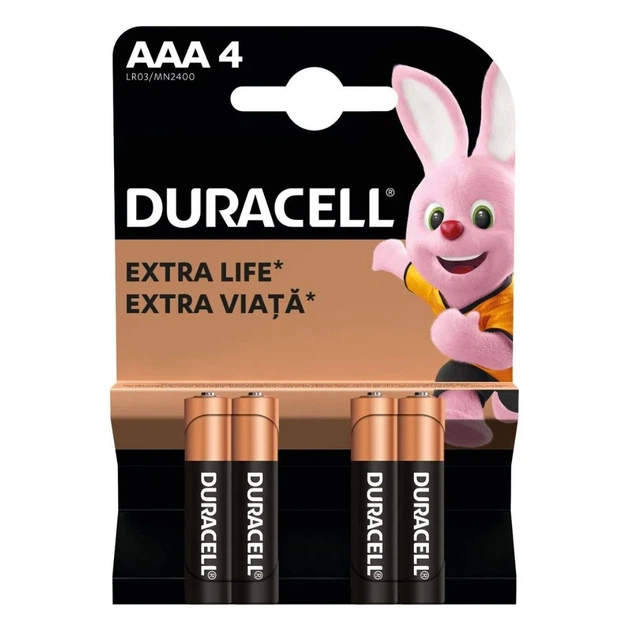 Батарейка Duracell LR3/AAA 1.5V Щелочная 4 шт - Фото 1 Батарейка Duracell LR3/AAA 1.5V Щелочная 4 шт - изображение 1