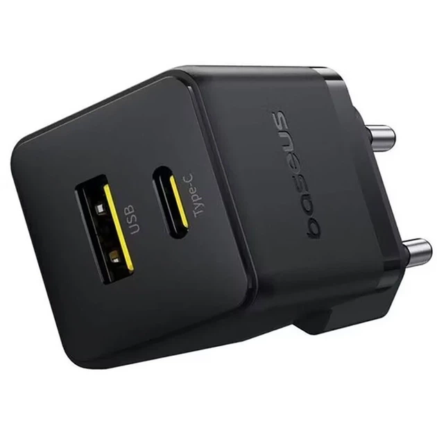 Мережевий зарядний пристрій Baseus Palm C+U 30W USB Type-A Type-C чорний - зображення 4