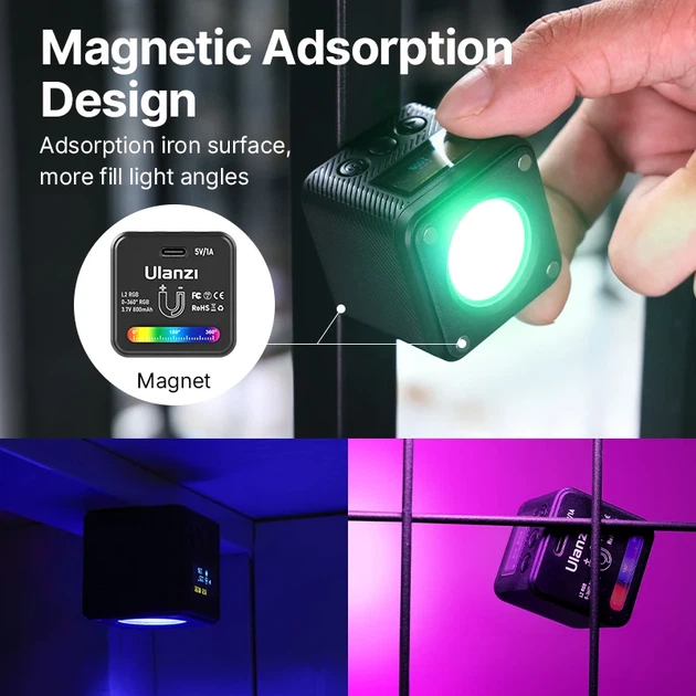 Видеосвет Ulanzi Vijim L2 RGB COB 4W LED Чёрный 70 г - изображение 12