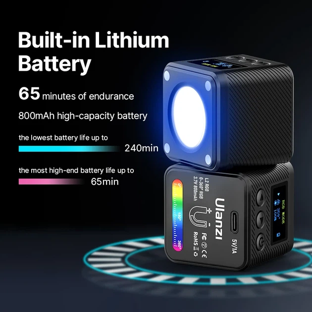 Видеосвет Ulanzi Vijim L2 RGB COB 4W LED Чёрный 70 г - изображение 15