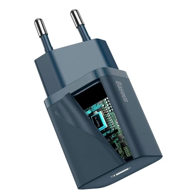Мережевий зарядний пристрій Baseus Super Si Quick Charger 20 Вт USB Type-C Синій - Фото 5 Мережевий зарядний пристрій Baseus Super Si Quick Charger 20 Вт USB Type-C Синій - зображення 5