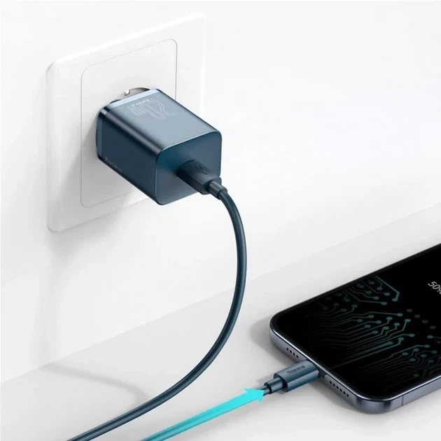Мережевий зарядний пристрій Baseus Super Si Quick Charger 20 Вт USB Type-C Синій - Фото 7 Мережевий зарядний пристрій Baseus Super Si Quick Charger 20 Вт USB Type-C Синій - зображення 7