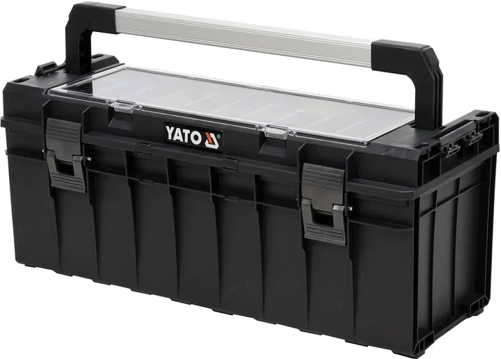 Ящик для инструментов YATO с органайзером на 9 ячеек 650 x 270 x 272 мм пластиковый YT-09184 - Фото 1 Ящик для инструментов YATO с органайзером на 9 ячеек 650 x 270 x 272 мм пластиковый YT-09184 - изображение 1