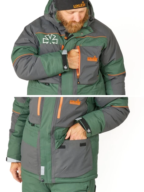 Костюм зимний Norfin DISCOVERY 3 мембранный NORTEX S серый/зеленый - изображение 3