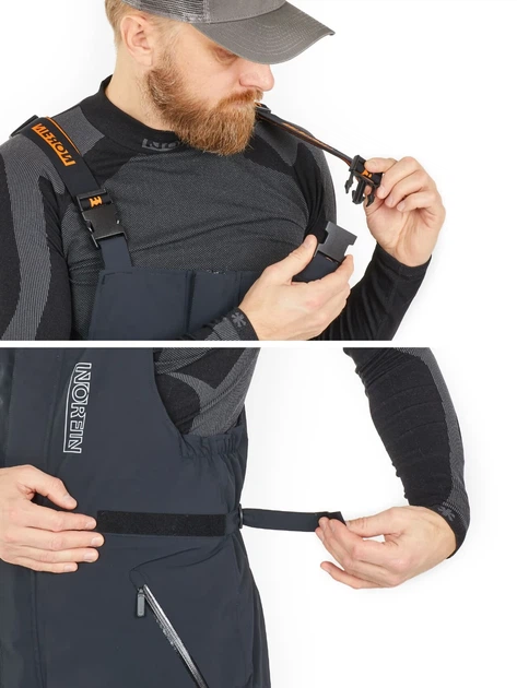 Штаны полукомбинезон Norfin REBEL PRO PANTS M серый Toray Dermizax водонепроницаемость 20000 мм - изображение 4