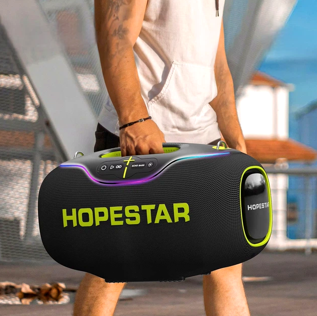 Портативная Bluetooth колонка 350Вт 30000мАч IPX6 USB черная Hopestar A80 - изображение 8