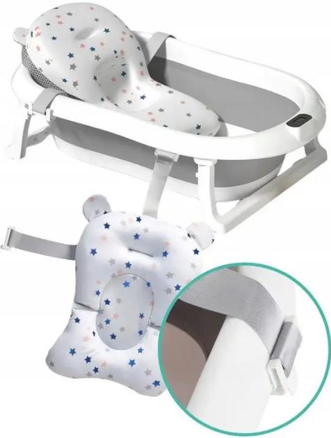 Дитяча складна ванночка з термометром та подушкою HANERT KinderBad Grey - зображення 3