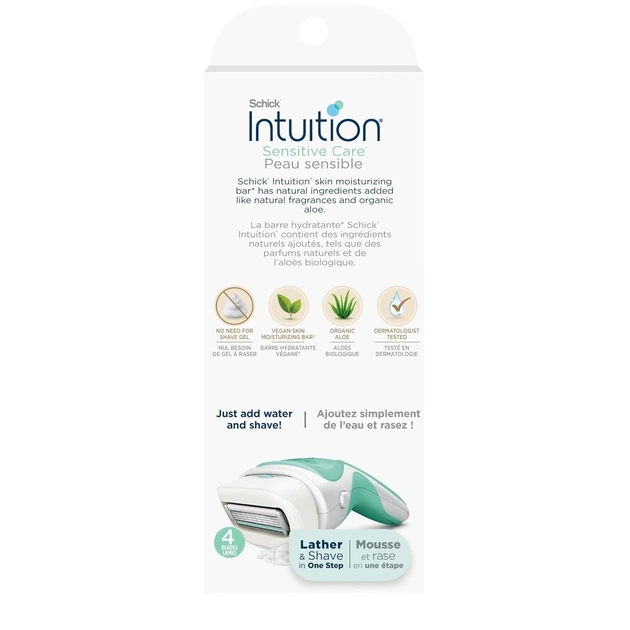 Жіноча бритва, що не потребує гелю для гоління, Schick Intuition Sensitive Care з 2 змінними касетами - зображення 10