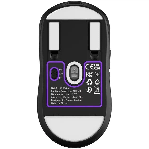 Бездротова ігрова миша Proove RC Raider 8K сенсор PAW3950 hot-swap 2,4ГГц/BT/USB чорний (WMRR00122001) - Фото 4 Бездротова ігрова миша Proove RC Raider 8K сенсор PAW3950 hot-swap 2,4ГГц/BT/USB чорний (WMRR00122001) - зображення 4