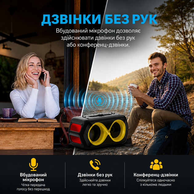 Портативная Bluetooth колонка MONSTER Go M176 80W беспроводная акустика для отдыха дома путешествий природы и заведений мощный звук Блютуз USB TF FM радио длительное время работы совместима с Android iPhone планшетами и ноутбуками - изображение 3