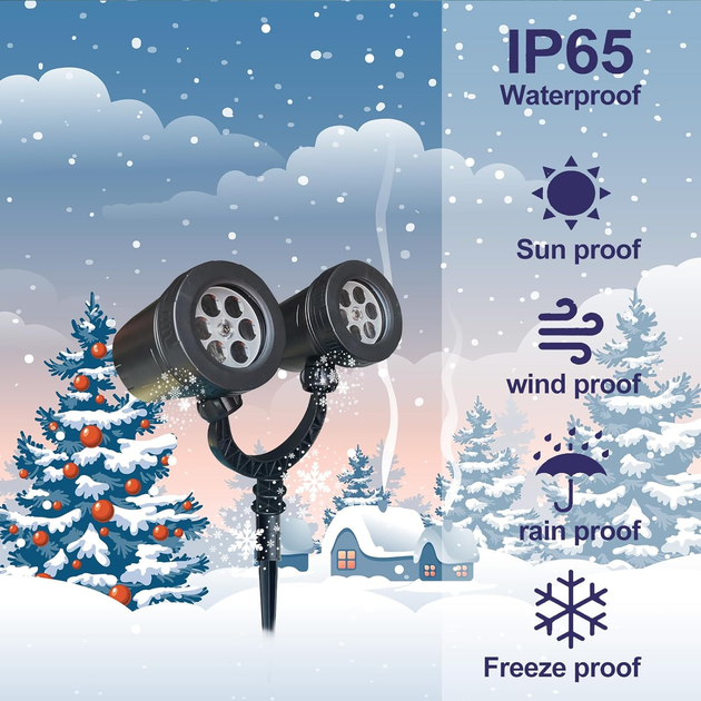 Светодиодный проектор снежинок Borelor SnowLight IP65, LED рождественская иллюминация для дома и улицы, пульт, таймер, водонепрони - изображение 7