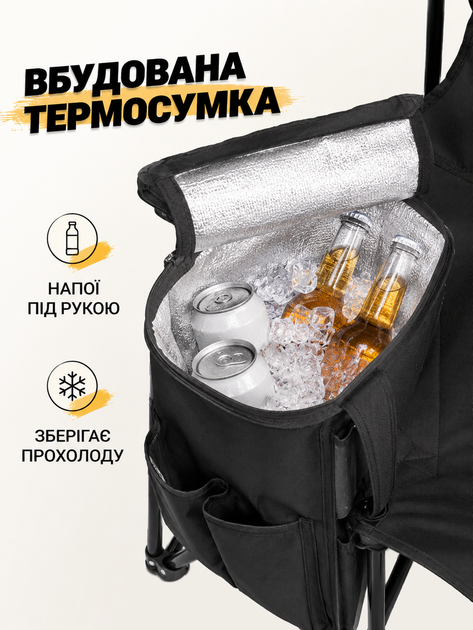 Пляжный набор для отдыха 2 кресла с зонтом и сумкой-холодильником для кемпинга пикника рыбалки черный (49676208) - изображение 6