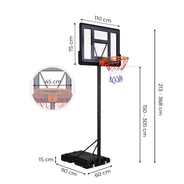 Kosz do koszykówki MovePro Regulowana wysokość 150-305 cm  QSG-S003-21A (5905817009817) - obraz 7