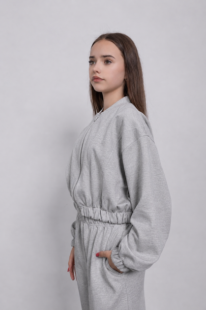 Костюм вільного крою для дівчинки (бомбер+штани) CVETKOV FAMILY MARK 152 Сірий (cvet2000000312996) - изображение 2