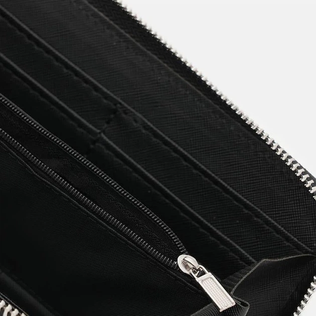 Жіночий шкіряний гаманець Borsa Leather для карт чорний натуральна шкіра місткий 54388 - зображення 5