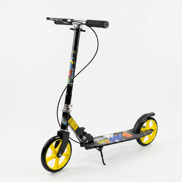 Самокат двоколісний складаний з колесами 200 мм Scooter City Riding 671 Black-Yellow-Multicolor - зображення 4