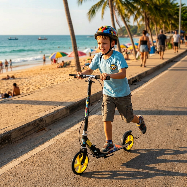 Самокат двоколісний складаний з колесами 200 мм Scooter City Riding 671 Black-Yellow-Multicolor - зображення 7