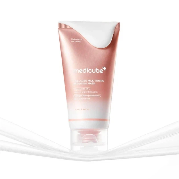 Маска для обличчя MEDICUBE Collagen Milk Toning Wrapping Mask 75 мл зволоження та вирівнювання тону шкіри - изображение 2