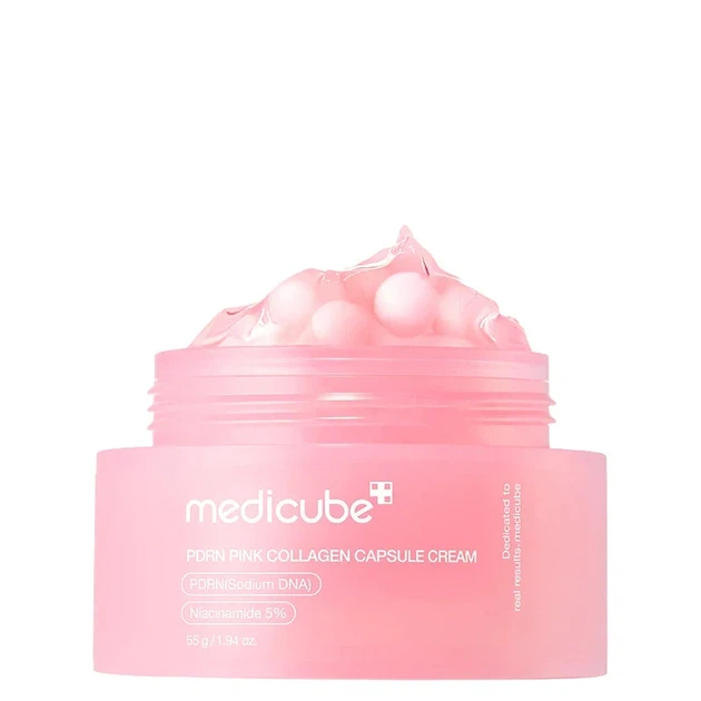Крем для обличчя MEDICUBE PDRN Pink Collagen Capsule Cream 55 g — відновлення пружності та інтенсивне зволоження шкіри - изображение 5