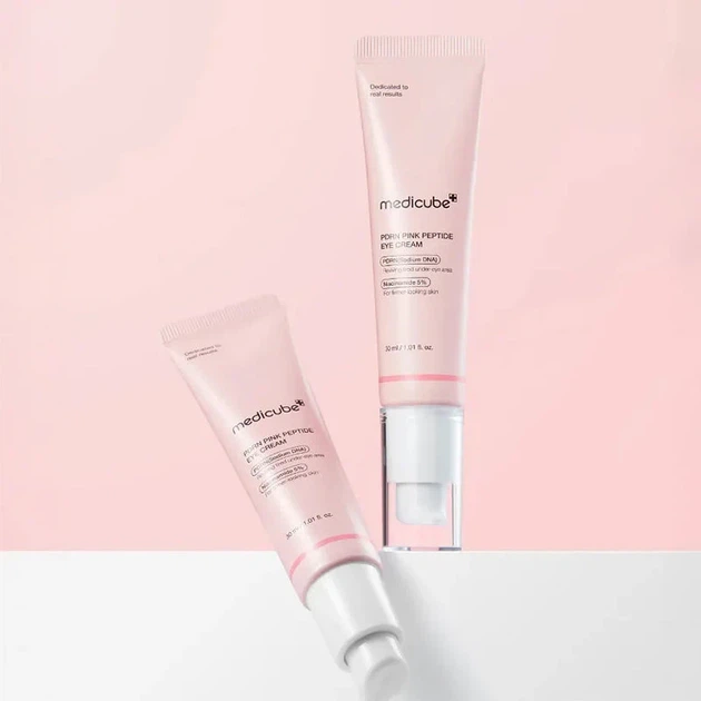 Крем для шкіри навколо очей MEDICUBE PDRN Pink Peptide Eye Cream 30 ml — зволоження, пружність та догляд від зморшок - изображение 4