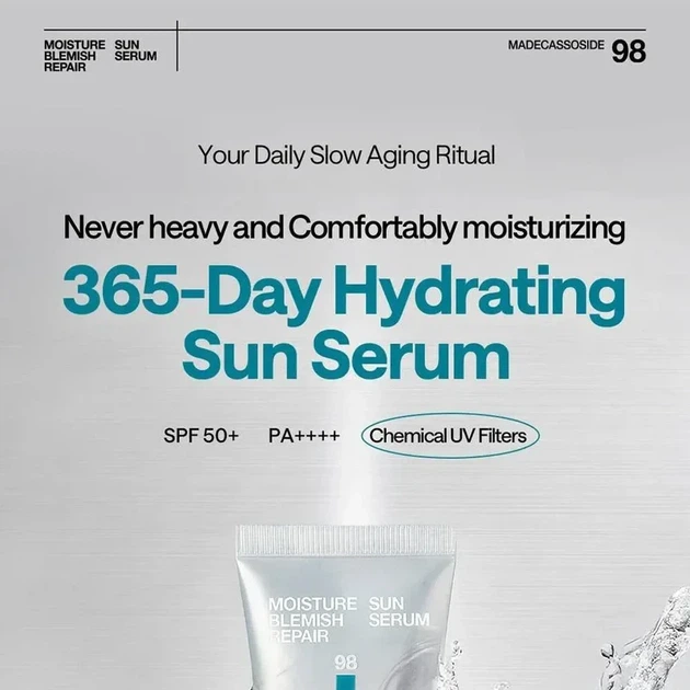 Сонцезахисна сироватка MEDIHEAL Madecassoside Moisture Blemish Repair Sun Serum SPF50+ 50 g — захист від сонця, зволоження та відн - изображение 5