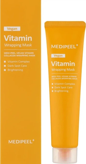Маска-плівка для обличчя MEDIPEEL+ Vegan Vitamin Collagen Wrapping Mask 70 мл з вітамінами та колагеном - изображение 2