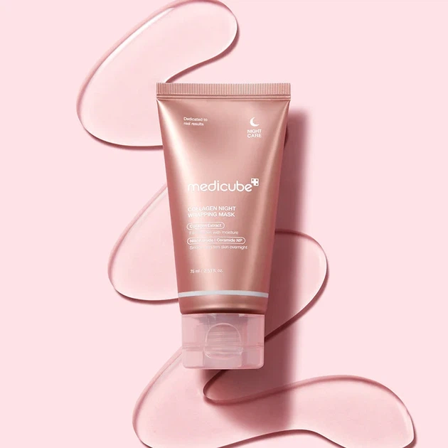Нічна маска для обличчя MEDICUBE Collagen Night Wrapping Mask 75 ml — відновлення, пружність та інтенсивне зволоження шкіри - изображение 2