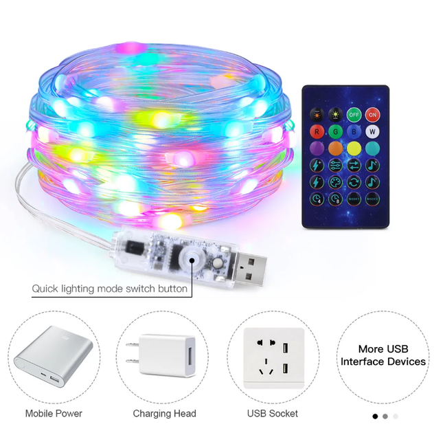 Гирлянда 200 LED Multi Разноцветная 20 м USB с Пультом. LU992multi - Фото 1 Гирлянда 200 LED Multi Разноцветная 20 м USB с Пультом. LU992multi - изображение 1