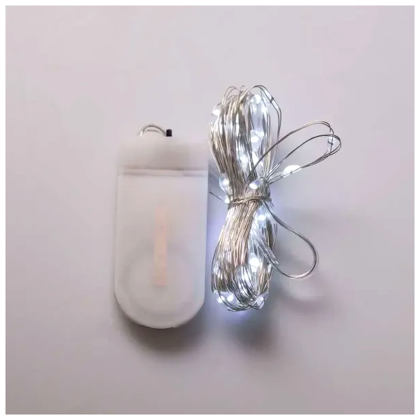 Светодиодная гирлянда 50 LED 5 м для дома белая медная проволока HM-4685 - изображение 6
