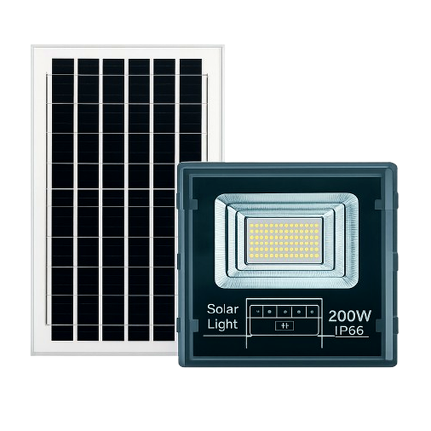 Уличный светодиодный прожектор 200 Вт 120 LED с солнечной панелью для наружного освещения черный HM-3865 - Фото 1 Уличный светодиодный прожектор 200 Вт 120 LED с солнечной панелью для наружного освещения черный HM-3865 - изображение 1