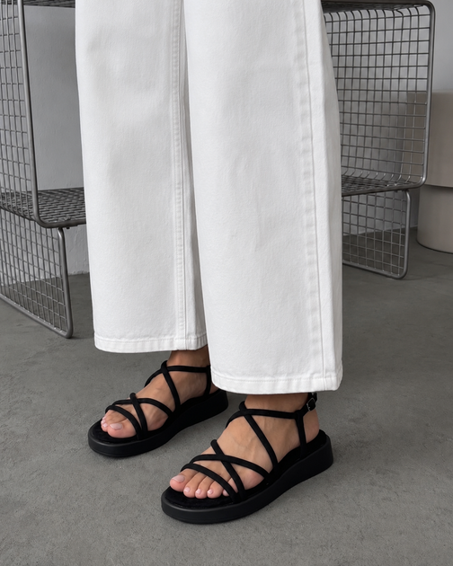 Босоножки на платформе с переплетом Женские L&M Черный 41 (26,5 см) Код: F190 black Z - Фото 3 Босоножки на платформе с переплетом Женские L&M Черный 41 (26,5 см) Код: F190 black Z - изображение 3