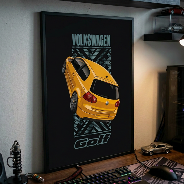 Постер в рамці Volkswagen Golf V GTI – Yellow Stance Edition 30х40см - Фото 1 Постер в рамці Volkswagen Golf V GTI – Yellow Stance Edition 30х40см - изображение 1