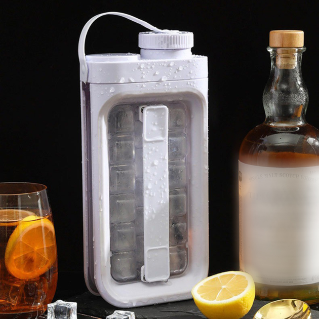 Силиконовая ледница бутылка 2 в 1 с крышкой для приготовления льда и охлаждения напитков (741902) - изображение 6