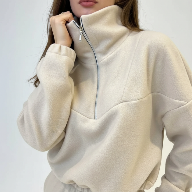 Костюм жіночий світшот та брюки трикотаж фліс св. бежевий, L-XL - Фото 2 Костюм жіночий світшот та брюки трикотаж фліс св. бежевий, L-XL - зображення 2