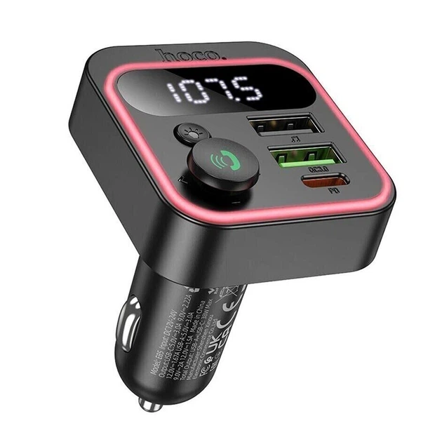 Автомобильный Bluetooth-модулятор HOCO E85 Intelligent 38W с быстрой зарядкой Type-C PD 20W и Quick Charge 3.0 Черный - изображение 3