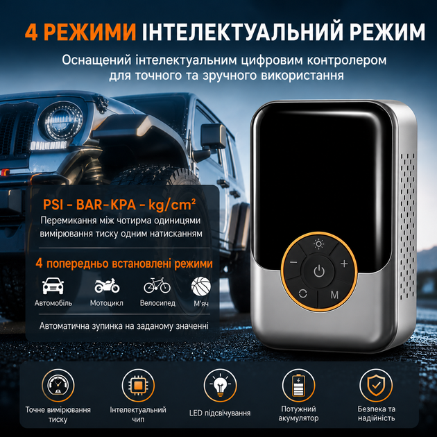 Автокомпрессор портативный SUITU ST-221+ кейс для хранения - Фото 5 Автокомпрессор портативный SUITU ST-221+ кейс для хранения - изображение 5