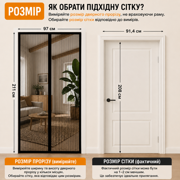 Москитная сетка на двери с магнитным закрытием 90 х 210 см - изображение 7