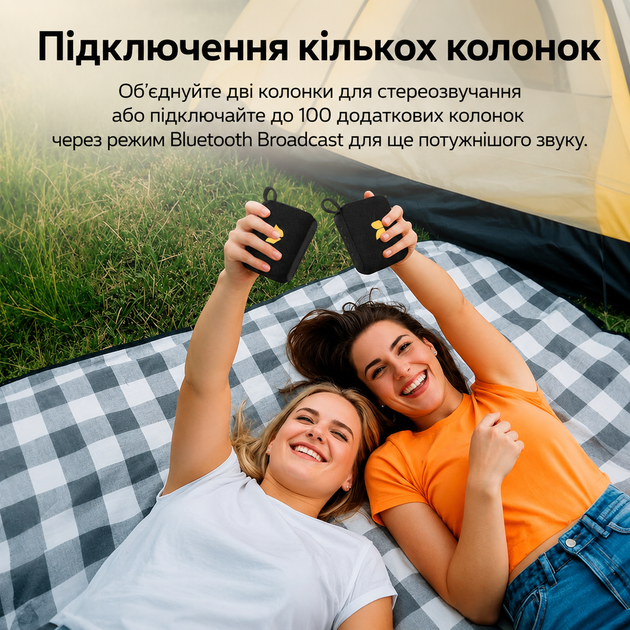 Портативная Bluetooth колонка MONSTER Cube D135 12W IPX7 беспроводная акустика для отдыха дома путешествий природы и заведений мощный звук Блютуз USB TF FM радио длительное время работы совместима с Android iPhone планшетами и ноутбуками - изображение 6
