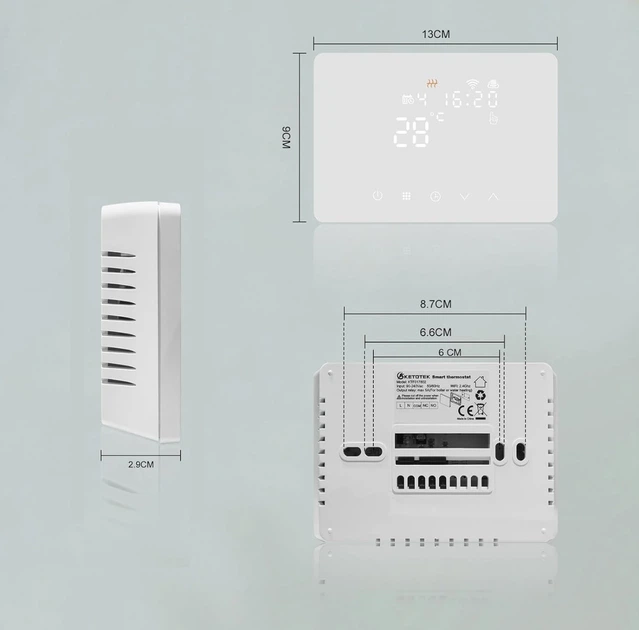 Термостат комнатный KETOTEK Smart Thermostat KTF017802 Wi-Fi программируемый для котла, Alexa, Google Home - изображение 4