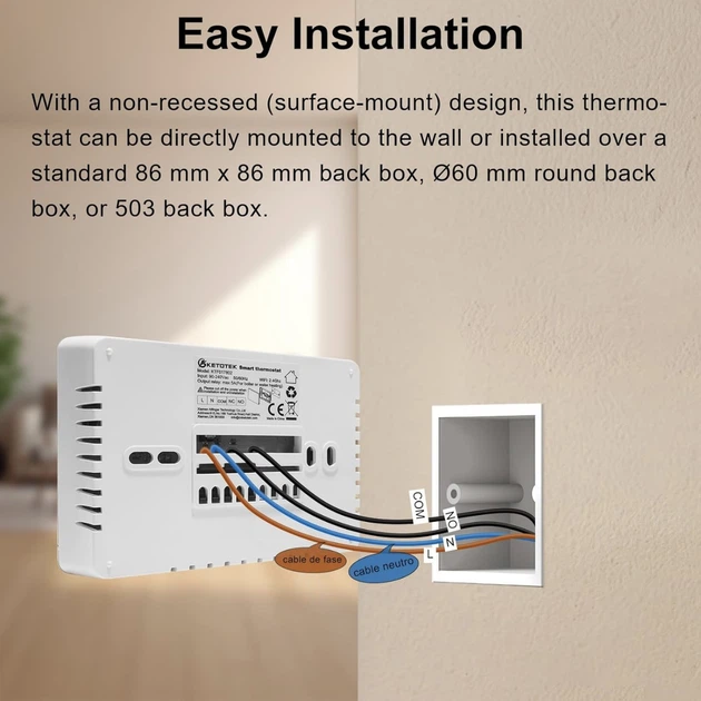 Термостат комнатный KETOTEK Smart Thermostat KTF017802 Wi-Fi программируемый для котла, Alexa, Google Home - изображение 5