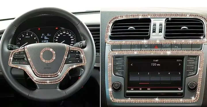 Смуга 5мм самоклеючі стрічки зі стразами DIY блискучі глітерні для панелі приладів 1м золотий - изображение 6